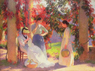 Sewing Scene Under the Pergola at Marquayrol by Henri Martin